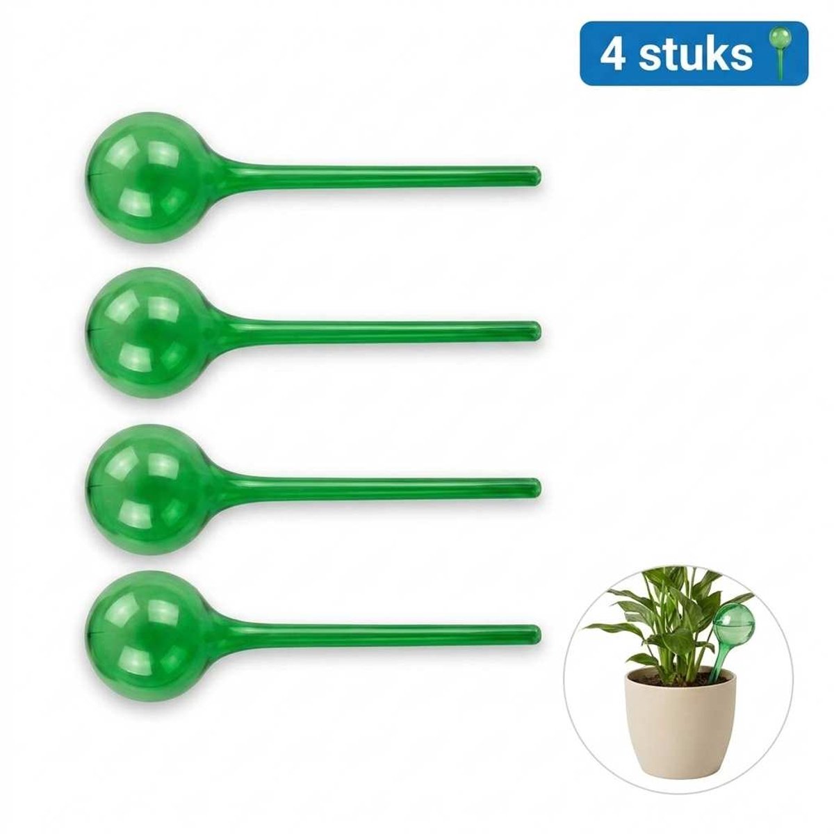 DIVERZA Waterdruppelaar – Druppelsysteem voor planten – Kamerplanten en Buitenplanten - Waterbol – Automatisch Watergeefsysteem – Druppelsysteem 250 ML – 4 stuks – Groen