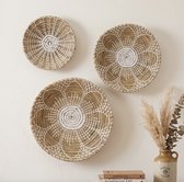 RXMORI Boho wandmanddecoratie, set van 6 hangende geweven manden, handgemaakte rustieke muurmand, ronde rieten manden kunst aan de muur voor woondecoratie (#1