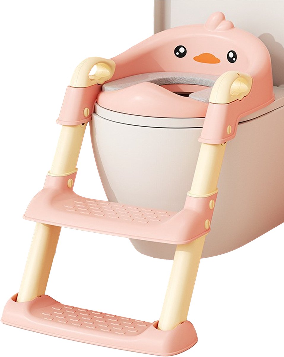 MIRO® Wc Verkleiner Met Trapje - Toilettrainer Met Opstapje - 2 In 1 - Potje Peuter - 2 tot 7 Jaar - Draagbare Toilet - Vrijstaand Toilet Kinderen - Roze