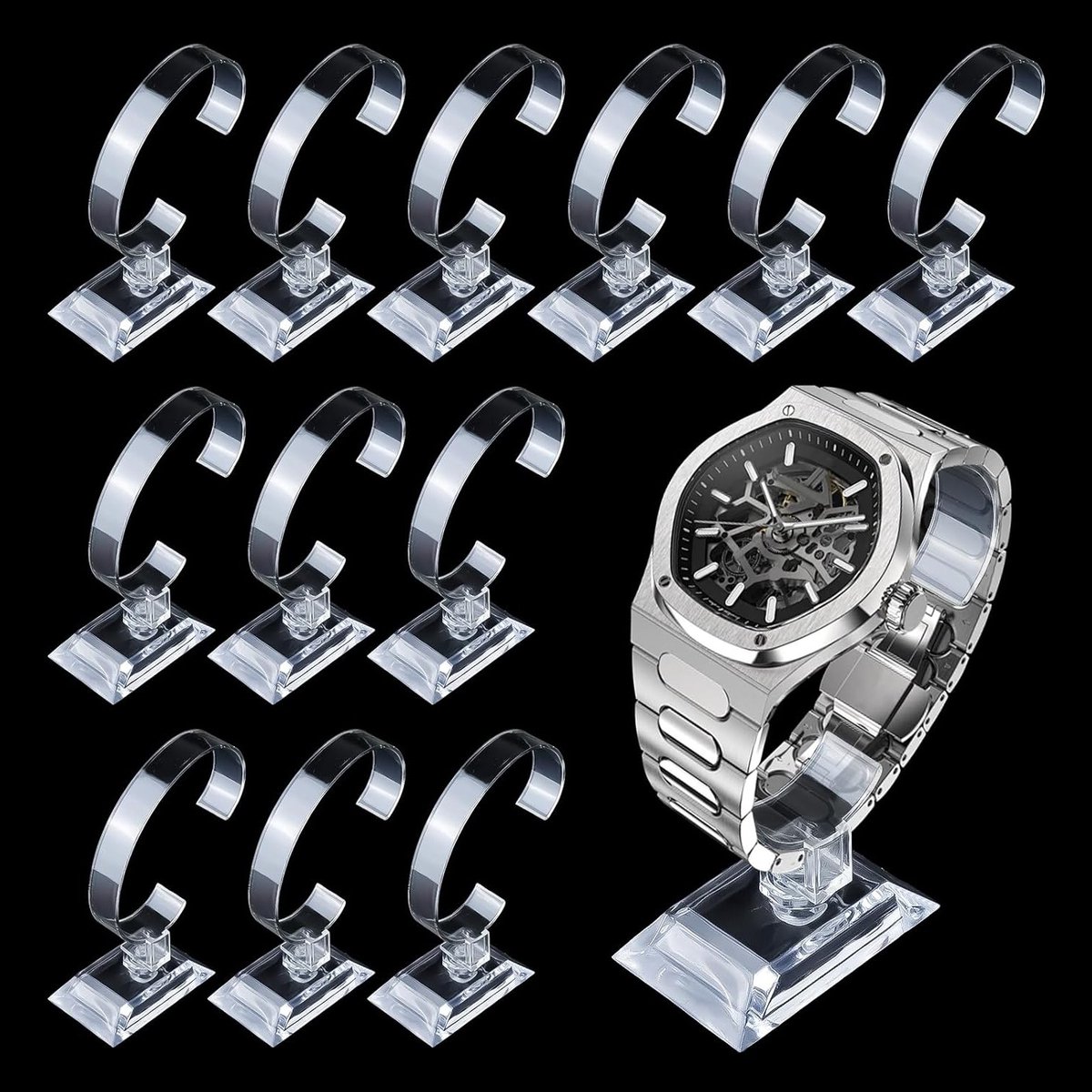 Acryl Horloge Houder - 12 Delige Set voor Horloges en Armbanden, Transparante Tentoonstelling en Organisatie van Accessoires