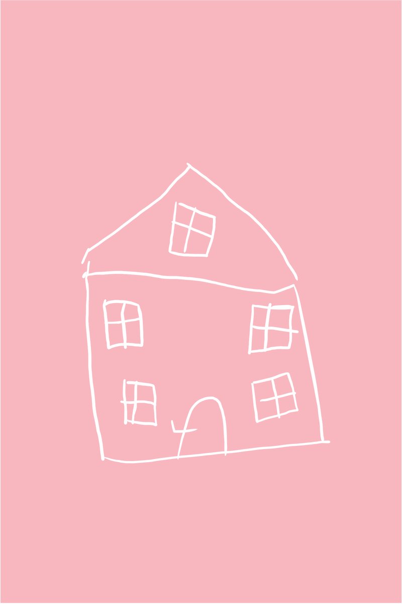 Huisje Kinder Poster | Minimalistische Kinderkamer Poster | A2 Formaat 42x59,8