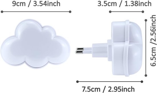 Nachtlampje Stopcontact Nachtlicht Wolk Automatische Kinderen Nachtlamp Schemer Sensor LED Wandlampen voor Hal Trap Baby Kinderkamer Decoratie van Merkloos — afbeelding 5