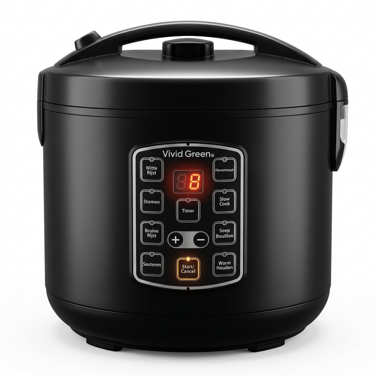Rijstkoker met Stomer - 1.5L - Slowcooker met Timer - 8 Porties - Multicooker - Rice Cooker - Zwart - Vivid Green