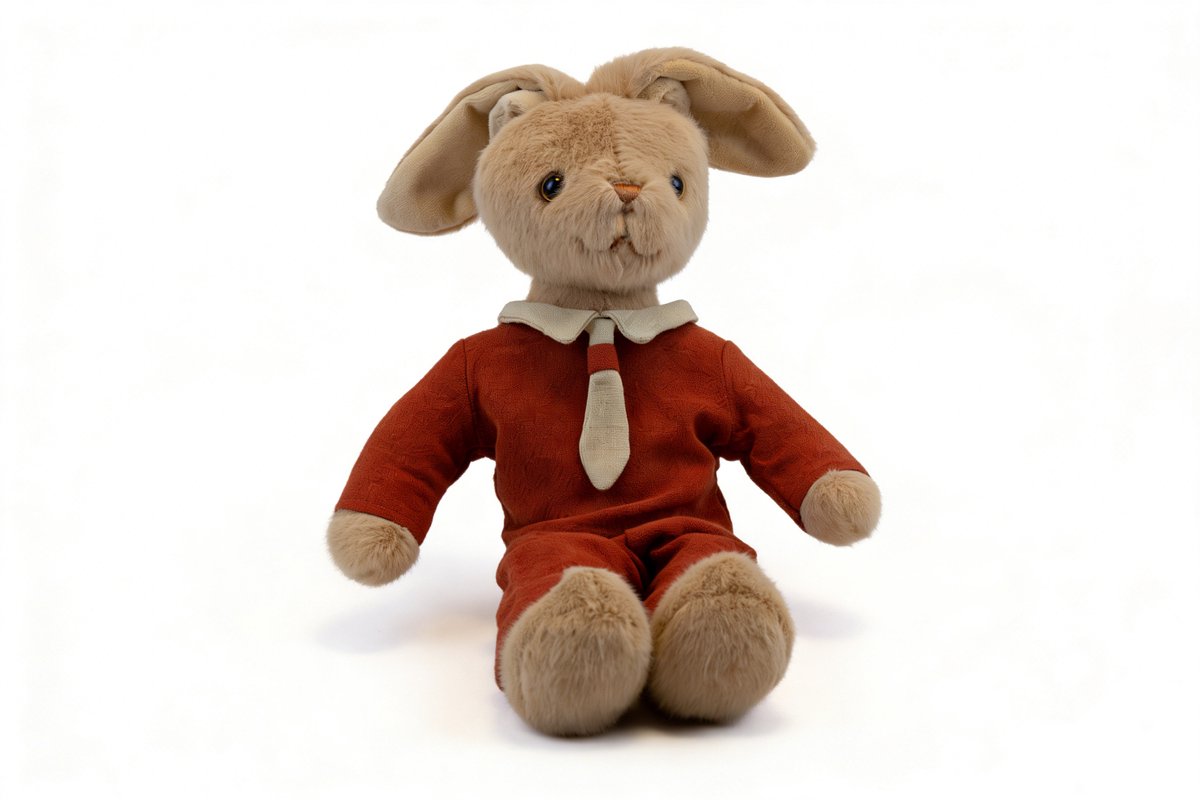 Bloemetje & Bear – Nola Pluche Konijn 35 cm - Zachte Knuffel met Oranje Pak - Cadeau voor Kinderen en Volwassenen