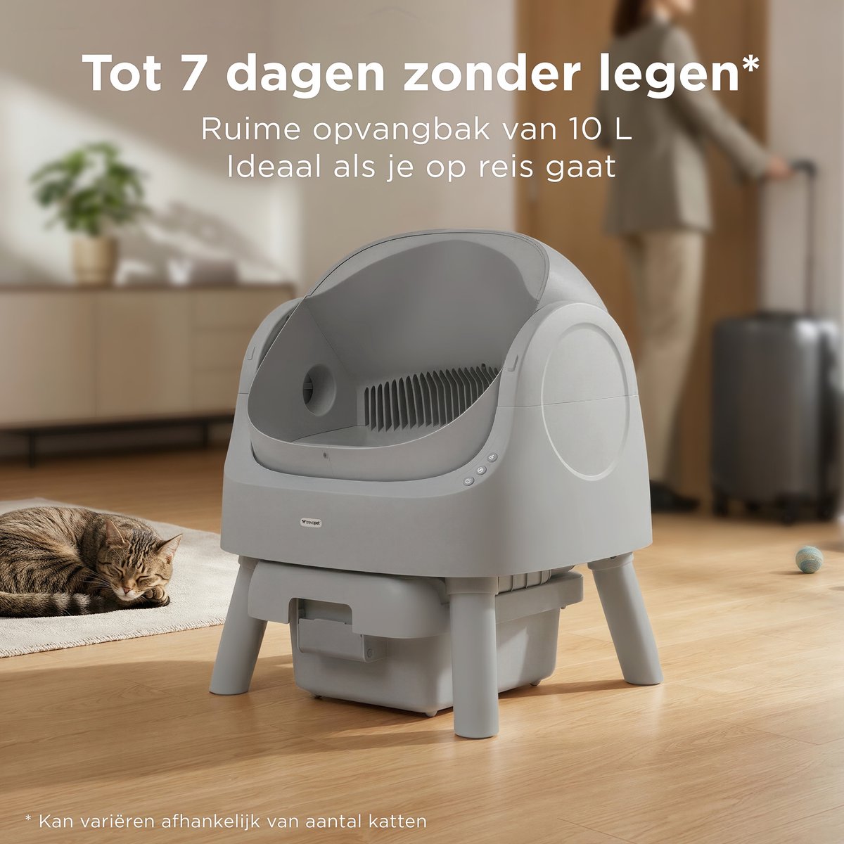 TrevoPet Automatische Kattenbak - Zelfreinigend & Veilig - Grijs thumbnail 5