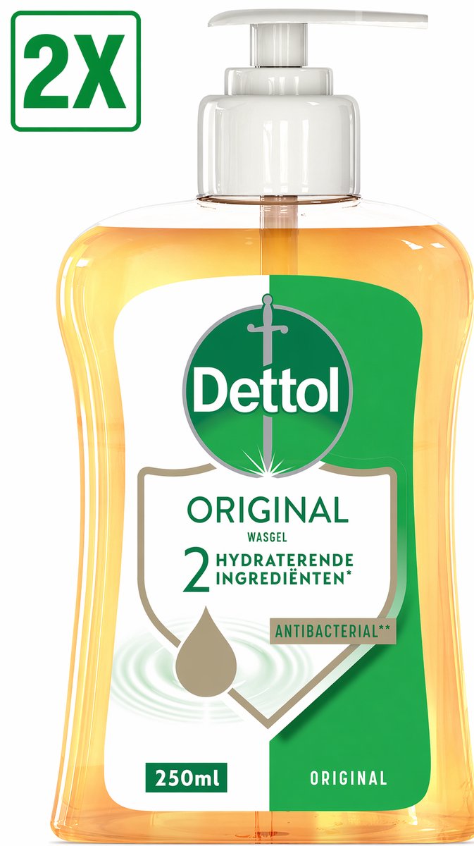 2 x Dettol Antibacteriële Handzeep Original 250ML - Wasgel - 2 hydraterende ingrediënten