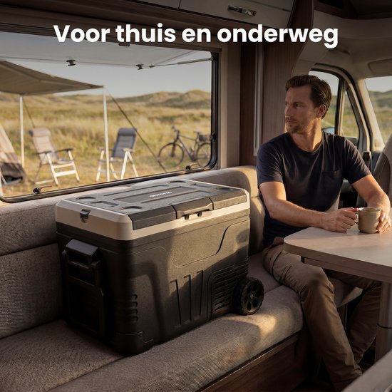 Auronic Compressor Koelbox Elektrisch 12V en 240 volt - Dual Zone - 45L - Met Wielen en Hendel - Zwart van Merkloos — afbeelding 4