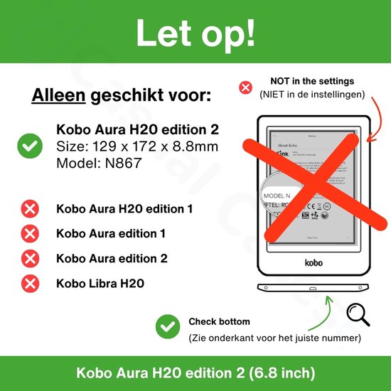 Lunso Geschikt voor Kobo Aura H20 Edition 2 hoesje (6.8 inch) - Vegan Saffiano Leren Sleep Cover - Italian Landscape - (niet voor de Kobo Aura edition 2) van Lunso — afbeelding 2