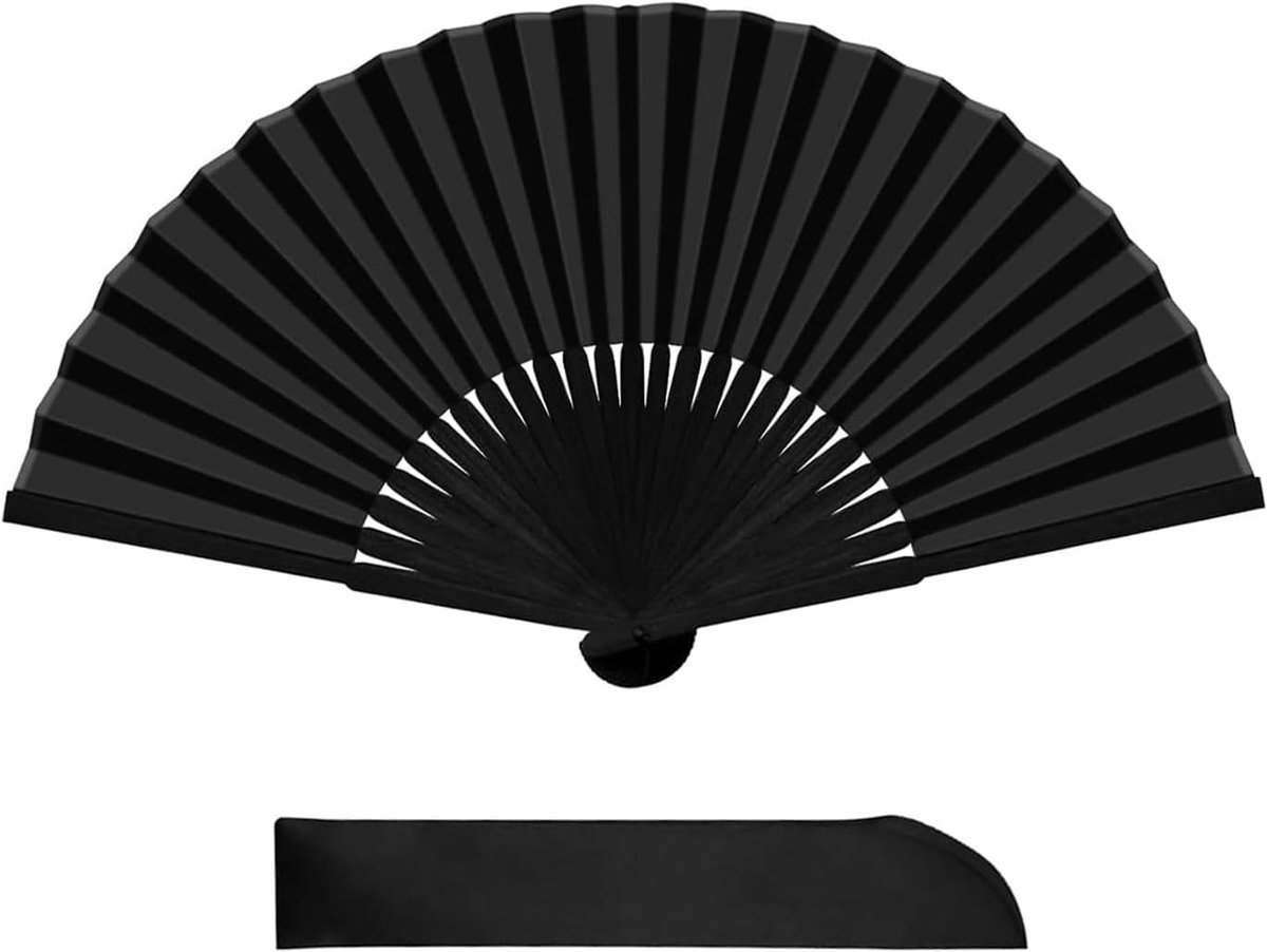 Handwaaier - Spaanse Handwaaier - Verkoeling Waaiers voor Zomerse Themperatuur - Waaier Festival - Chinese Waaier - Festival Waaier - Verkoelend - Handventilator - Tegen Opvliegers - 1 Stuk - Zwart met Opbergtas - van Imperatoris
