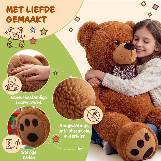 Monzana Knuffelbeer XL - 100cm Staand Pluch - Bruin van Monzana — afbeelding 4
