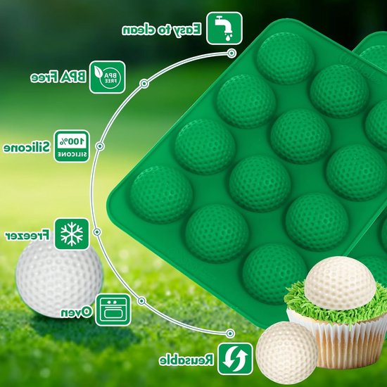 Siliconen Mallen voor Chocolade in Golfbalvorm - Set van 2 Stuks met 12 Holes voor Snoep en Chocolade Creaties van Merkloos — afbeelding 2