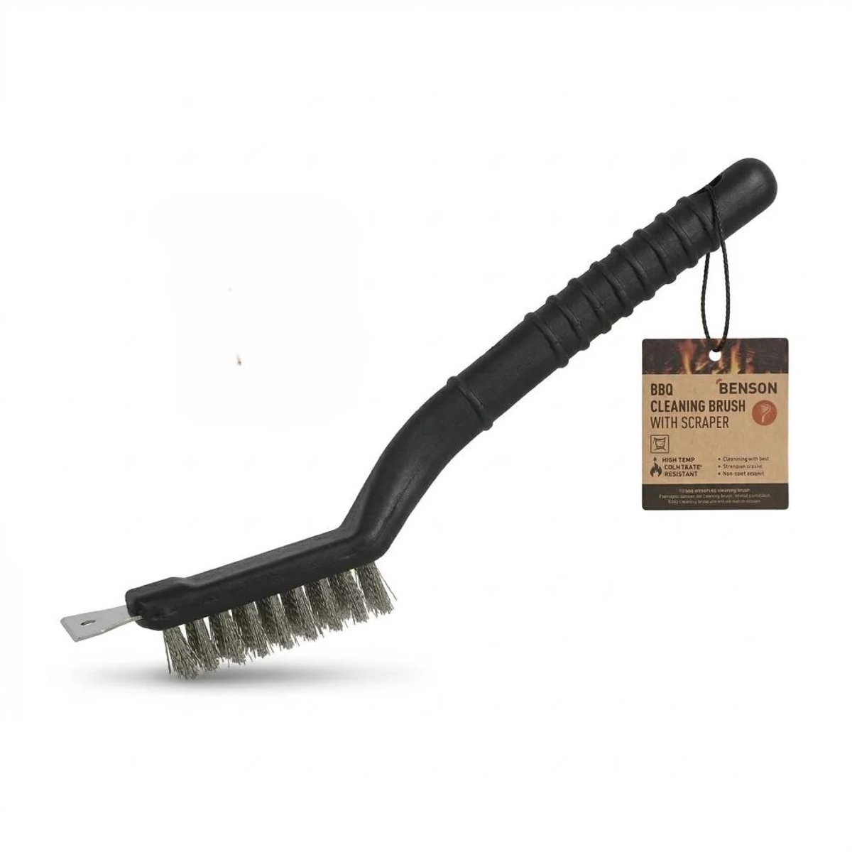 Benson bbq - schoonmaakborstel met schraper – grillborstel voor BBQ & grillrooster - 22cm