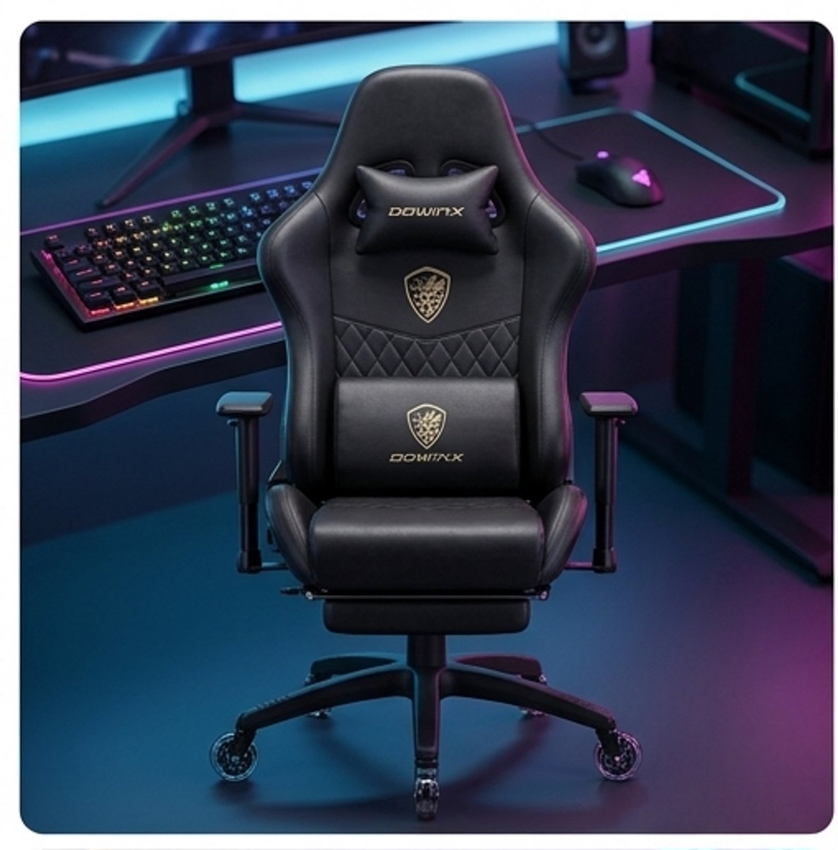 Ergonomische Gamingstoel met Voetensteun & Verstelbare Rugleuning 155° – Luxe Microvezel Velours Bureaustoel, Ademend, Extra Comfort, Verstelbare Armleuningen – Lichtzwart | Mobili Bella