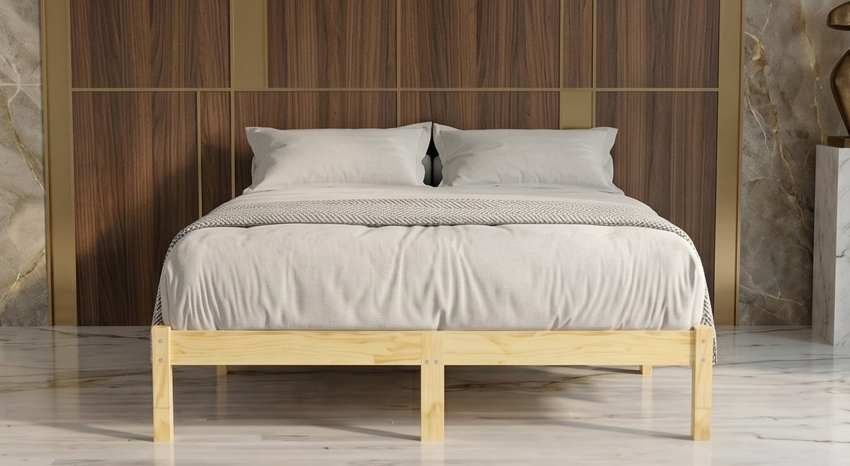 Massief Houten Pallet Familiebed 160x200 cm – Stevig Grenen Bedframe in Modern Design – Inclusief Robuuste Lattenbodem – Minimalistisch Bed voor Slaapkamer & Familiekamer – Bruin Mobili Bella