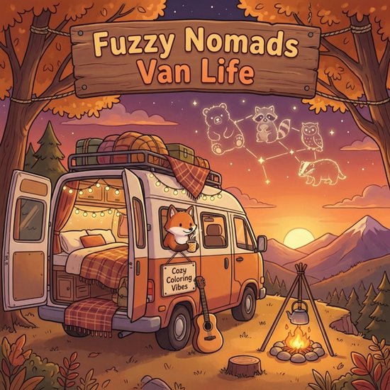 Cute Stress Relief Adult Coloring Books- Fuzzy Nomads Van Li ... - cover