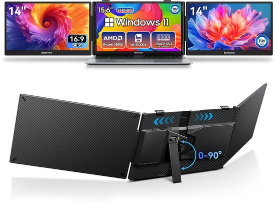 Blackview AceBook 6 - Laptop 15,6" Full HD, AMD Ryzen 5 3500U, 16 GB RAM, 256 GB SSD, Windows 11, UHD Graphics + DCM5 Draagbare Monitor 14" FHD, Extra Laptopscherm 13-17,3", Ultradun Opvouwbaar, 100W PD, USB-C, Plug & Play, Grijs - Blackview - Hoofdafbeelding