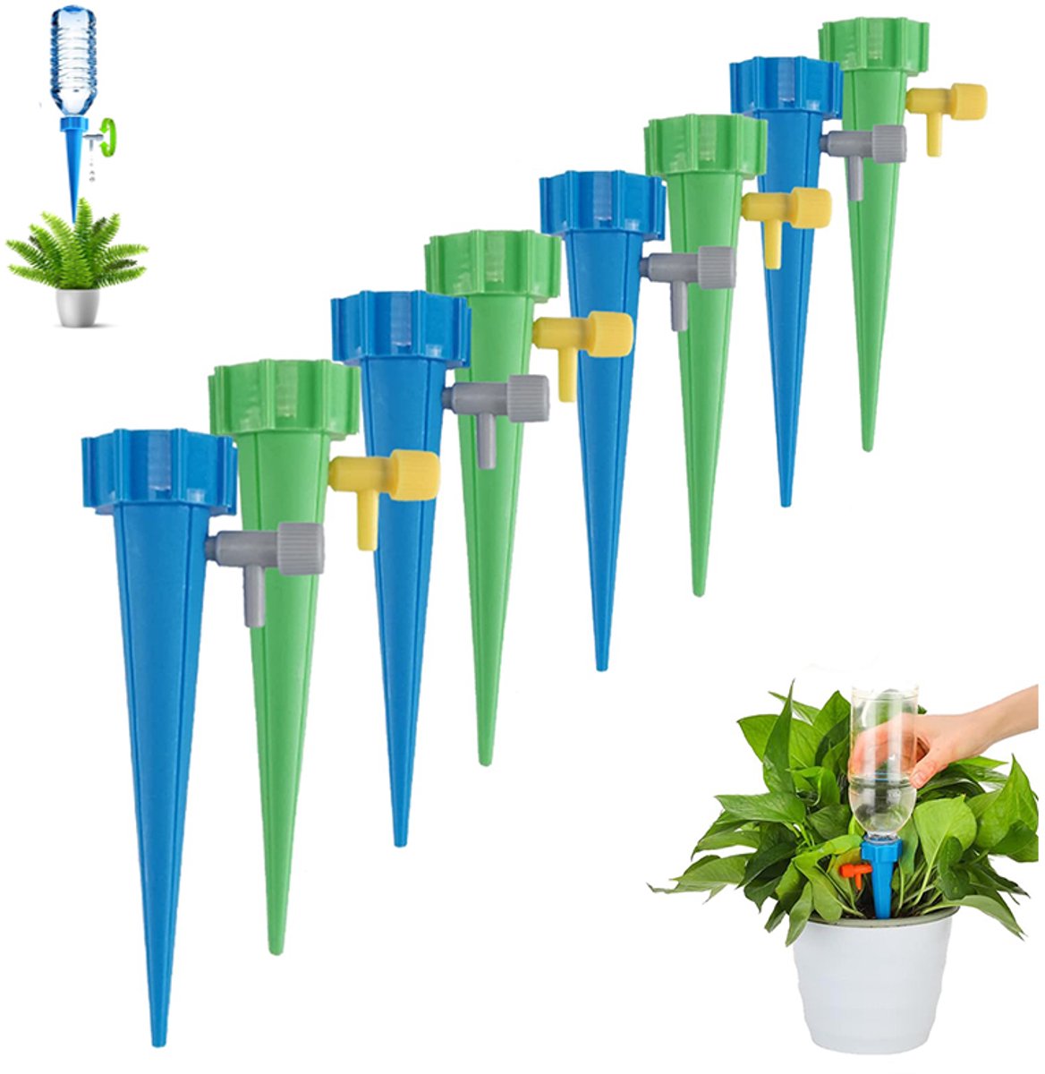 8 stuks - Automatisch druppelirrigatiesysteem - Plantenwateraar - Automatische watergeefstang - met verstelbare regelklep - Automatisch druppelirrigatiesysteem - Automatische watergeefstang - Geschikt voor kamerplanten, tuinplanten en kantoorplanten