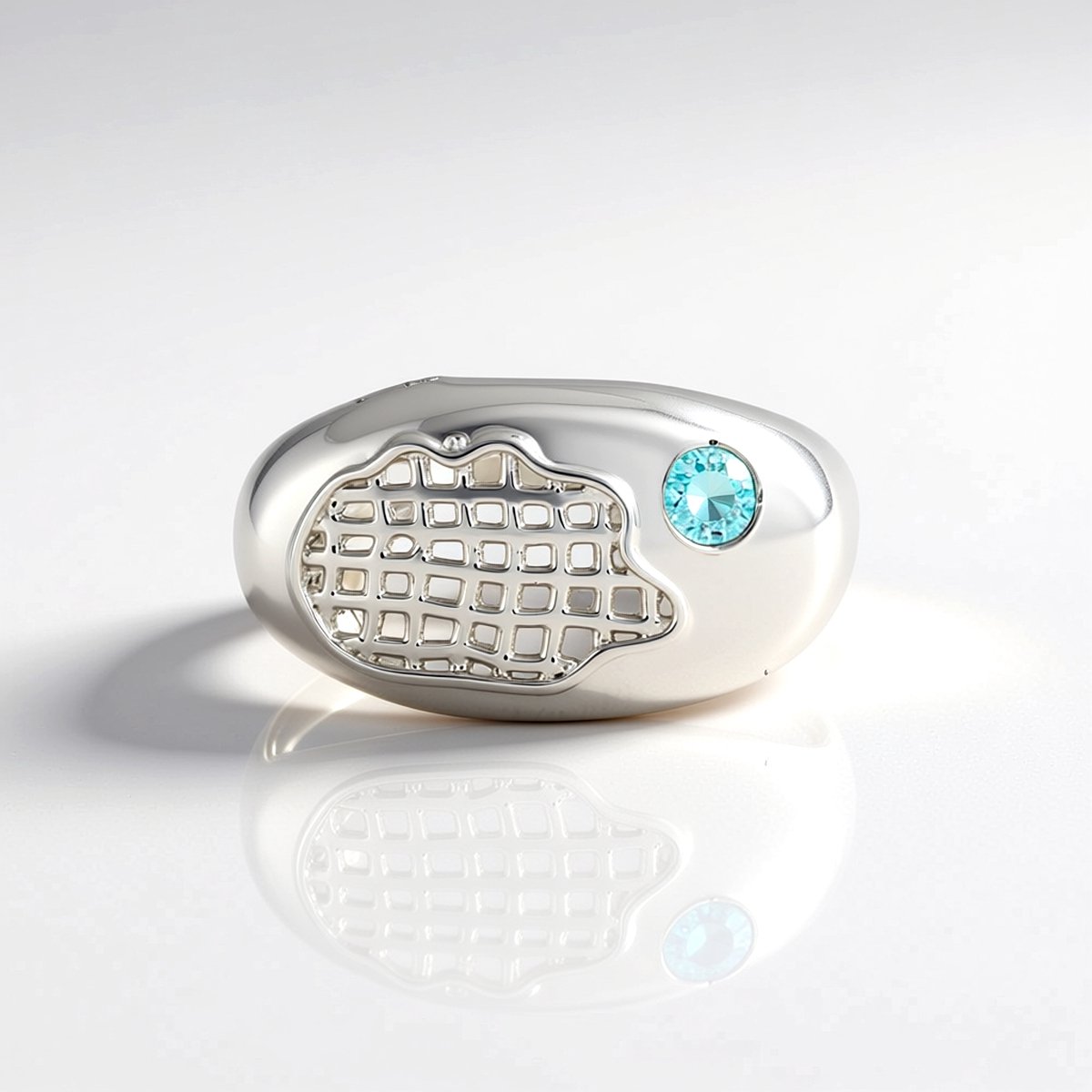 Cavill - Zilveren ring 925 Sterling zilver met platina - Ratanakiri zirkoon 0 412 ct - Briljant geslepen - Elegant rasterpatroon damesring