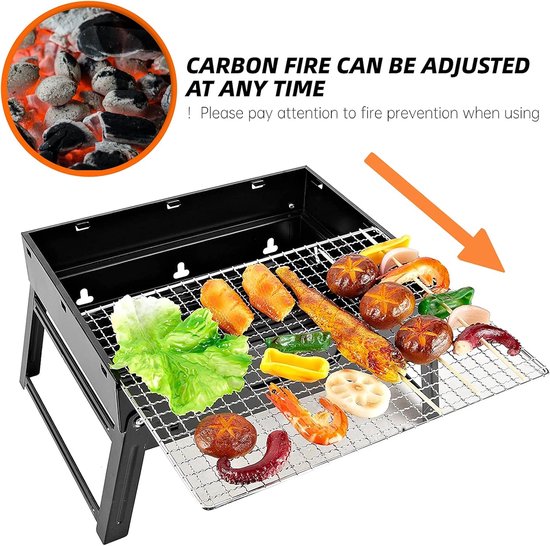 Luxiba - Houtskoolbarbecue, klapgrill, tafelgrill, draagbare reisgrill, outdoor, picknick, campinggrill, 35 cm x 27 cm x 19,5 cm van Luxiba — afbeelding 3