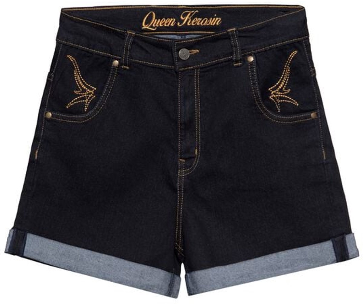 Queen Kerosin Denim Shorts Dames Shorts - zwart - XXL
