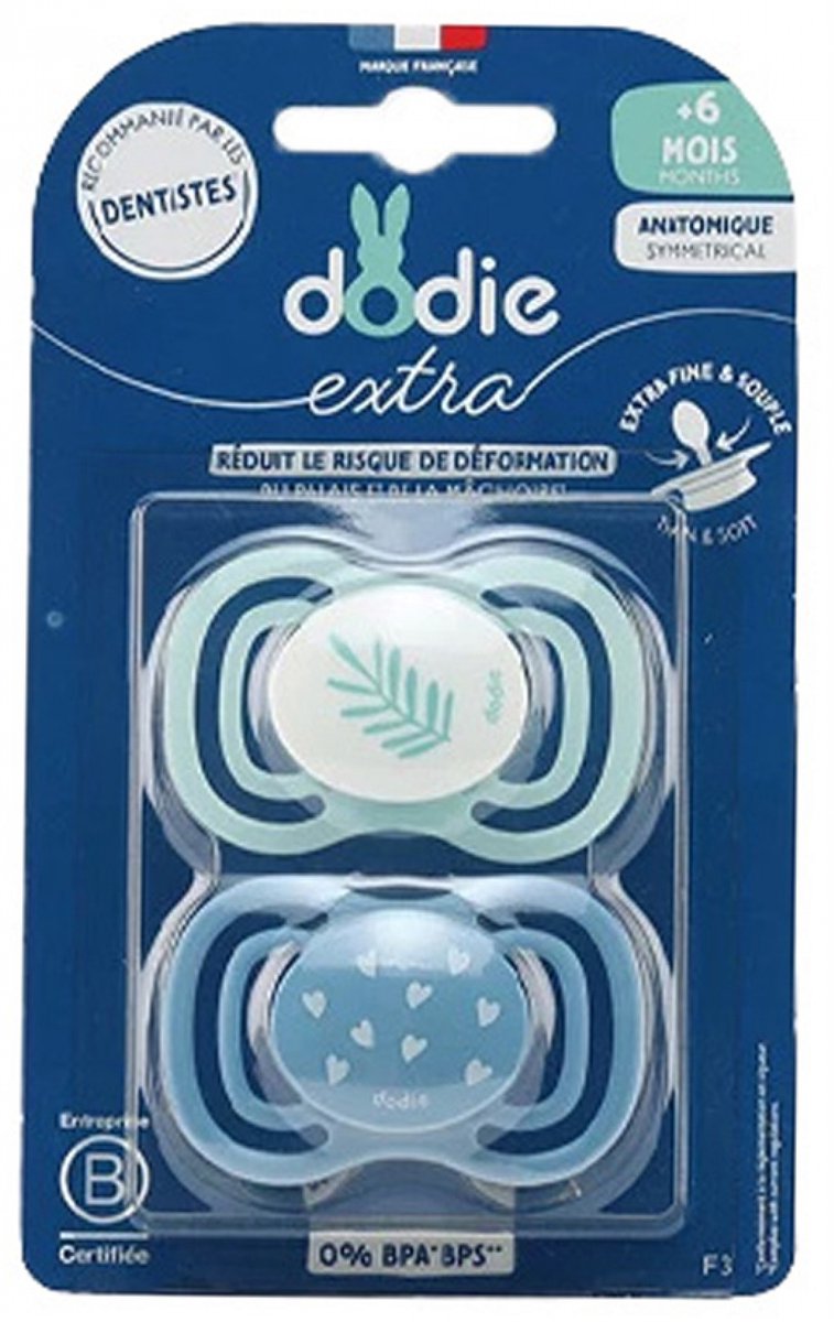 Dodie 2 Ecologisch Ontworpen Anatomische Fopspenen Vanaf 18 Maanden (Kleur : Blad/Harten)