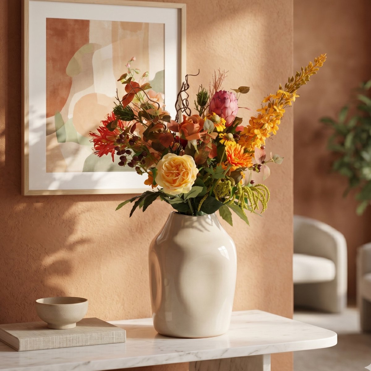 maxifleur Kunstplanten Kunstboeket Abigail Arkansas 80 cm Oranje