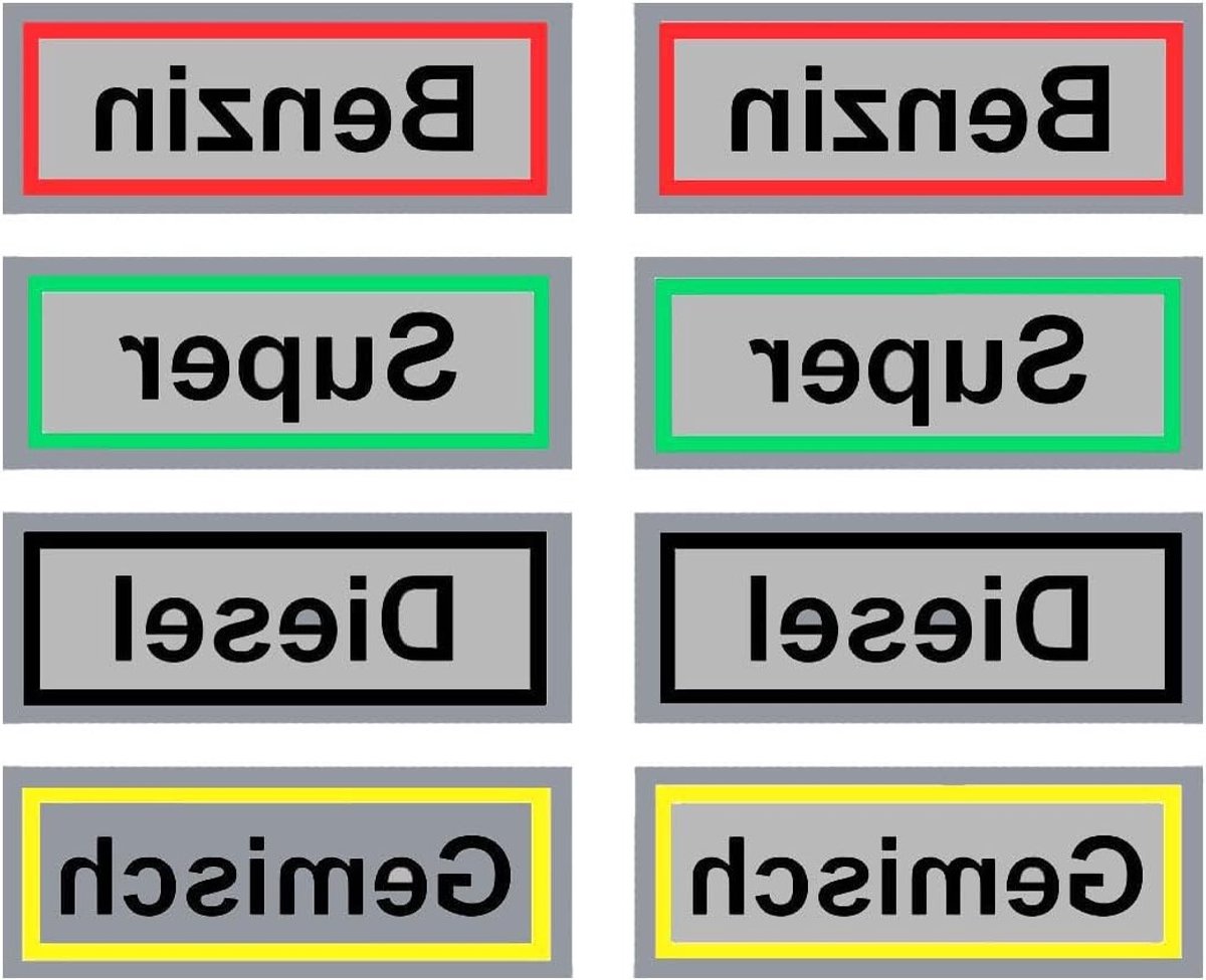 24 Stuks Brandstof Stickers voor Tankdeksels, Labels voor Benzine, Diesel en Twee-Takt Mengsels