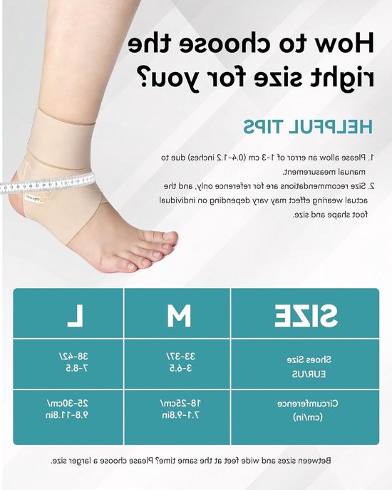 Verstelbare Enkelbandage met Dikke Compressie voor Stabiliteit en Comfort, Unisex, Geschikt voor Sport en Dagelijks Gebruik - Beige - Maat L - Ondersteuning, Bescherming, Blessurepreventie — afbeelding 2