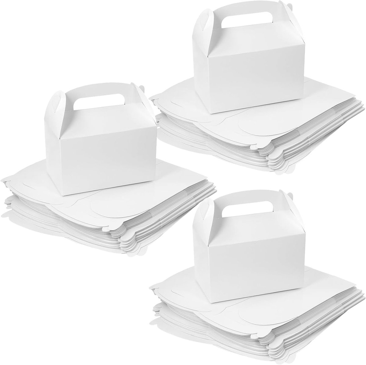 72 Stuks Witte Cadeauboxen 16 x 9,5 x 9,5 cm met Handvat, Herbruikbare Dozen voor Feestjes, Bruiloften en Verpakkingen