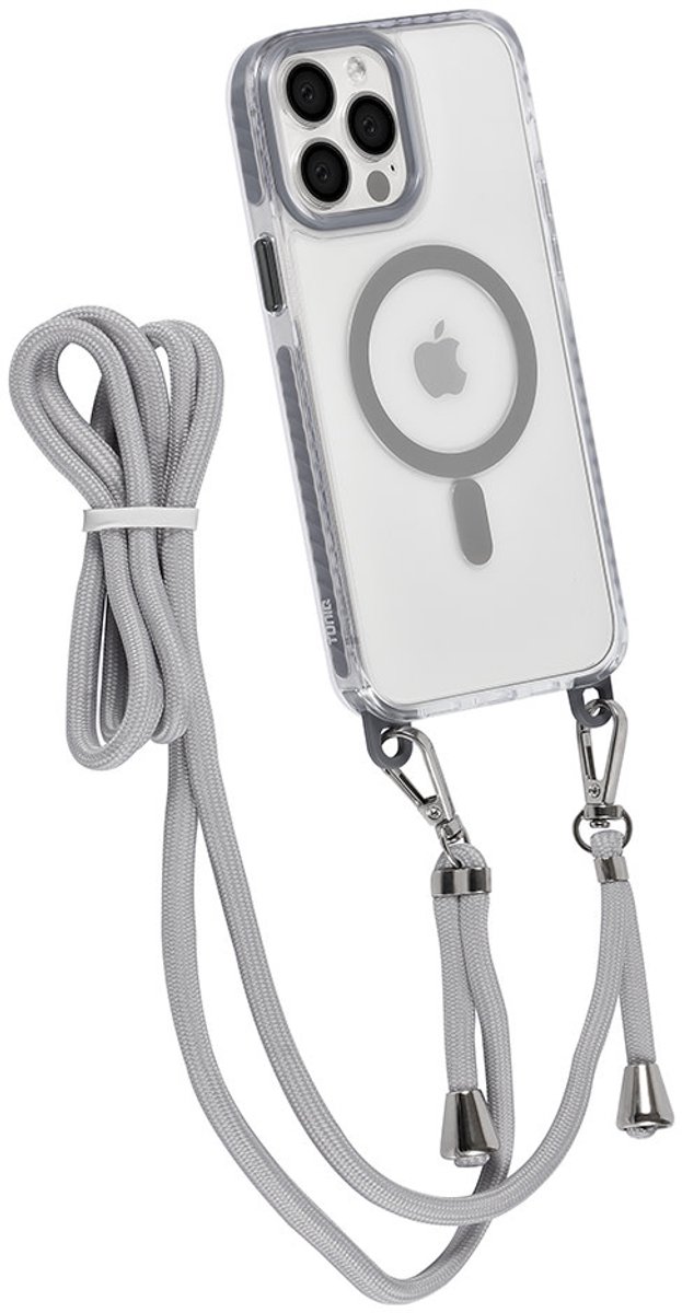 TUNIQ telefoonhoesje voor Apple iPhone 13 Pro Max - MagSafe backcover met koord - Grijs