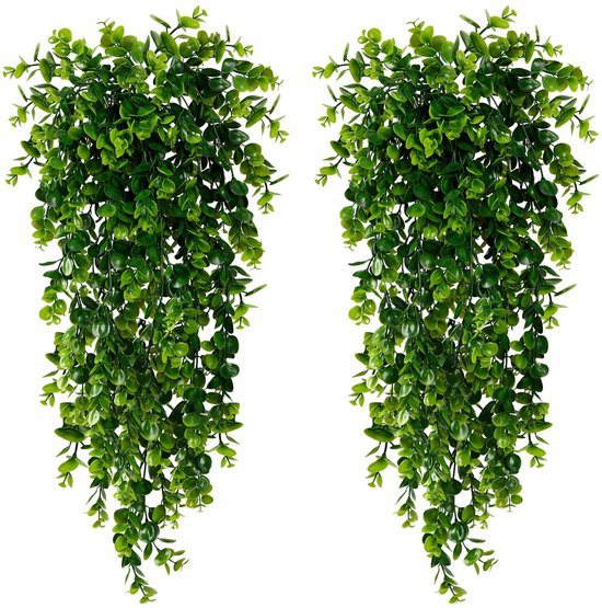 Foto: 2 stuks 80 cm kunstmatige hangende kunstplant kunstplanten hangend nep planten kunstplanten hangend als echte onderhoudsvrije kunstplanten hangplant kunst klimop voor voor hek binnen buiten tuin veranda dakrand bruiloft muur decor