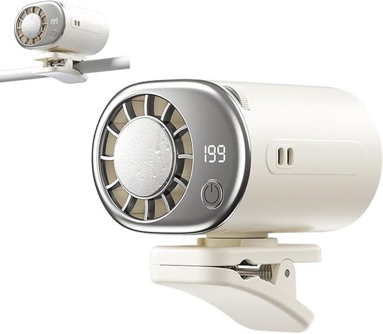 Miniventilator (met LED-display) - clip-on ventilator voor op de fiets - 360° draaibaar - Lichtgewicht en draagbaar - Clip-ontwerp - Koelfunctie - Geschikt voor sport, kantoor en reizen - roze