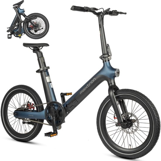 vankel Smart30 Elektrische Vouwfiets - E-bike - 346Wh Accu - Actieradius tot 70 km - 20×2.125 Inch Banden - Riemaandrijving - Aluminium Frame - Mechanische Schijfremmen - Stadsfiets - Max. Belastbaar 120 kg– Blauw van VANKEL — afbeelding 2