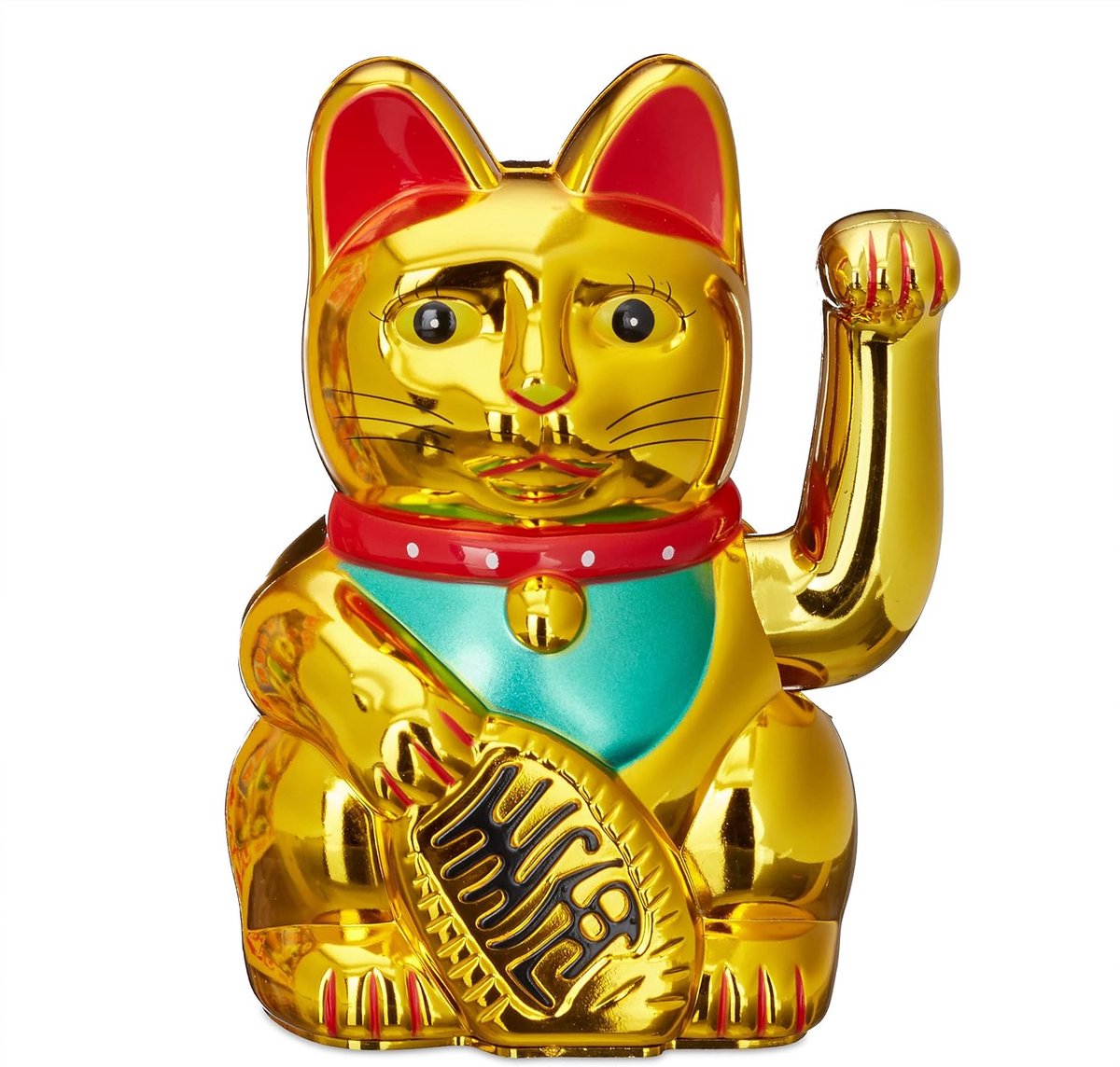 JeiibrZui Maneki Neko Collectie - Gelukskat - 16 Cm - 1 Stuk - Goud - Zwaaiende Poot Voor Winkel En Huisdecoratie