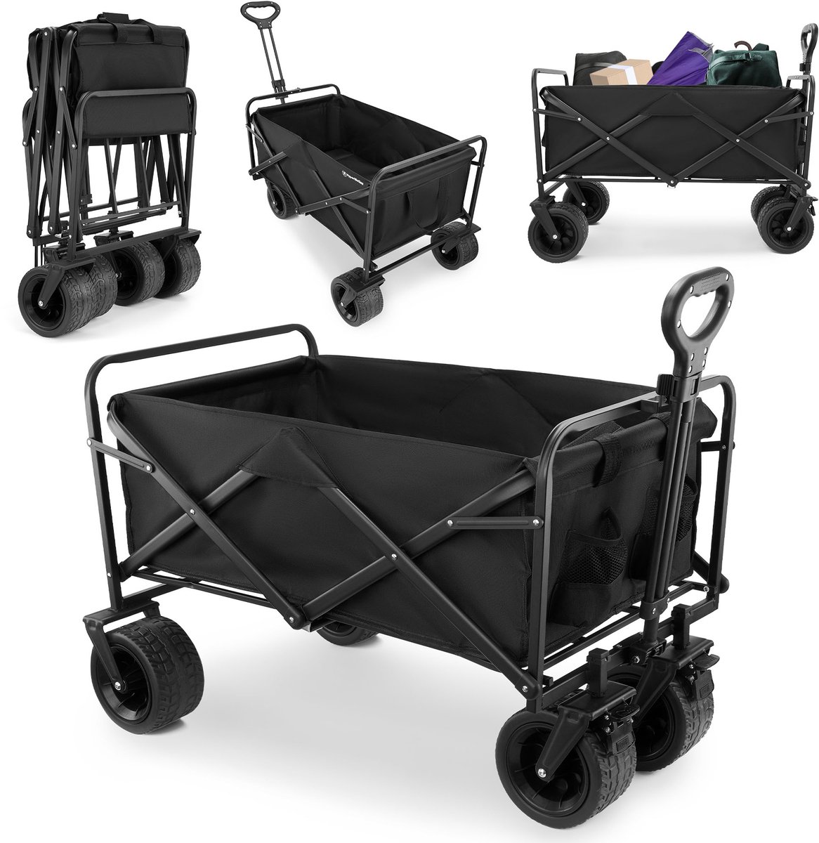 HyperMotion HYP25 Camping Cart – Opvouwbare Transportwagen – 120 kg Belastbaar – Met Remmen – All-Terrain Wielen