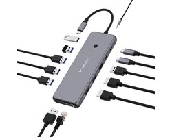 Verbatim Adapterhub USB-C – 2xHDMI/DP/Eternet/6xUSB-A/Jack 3,5 mm/2xUSB-C aluminium/aluminium 32153