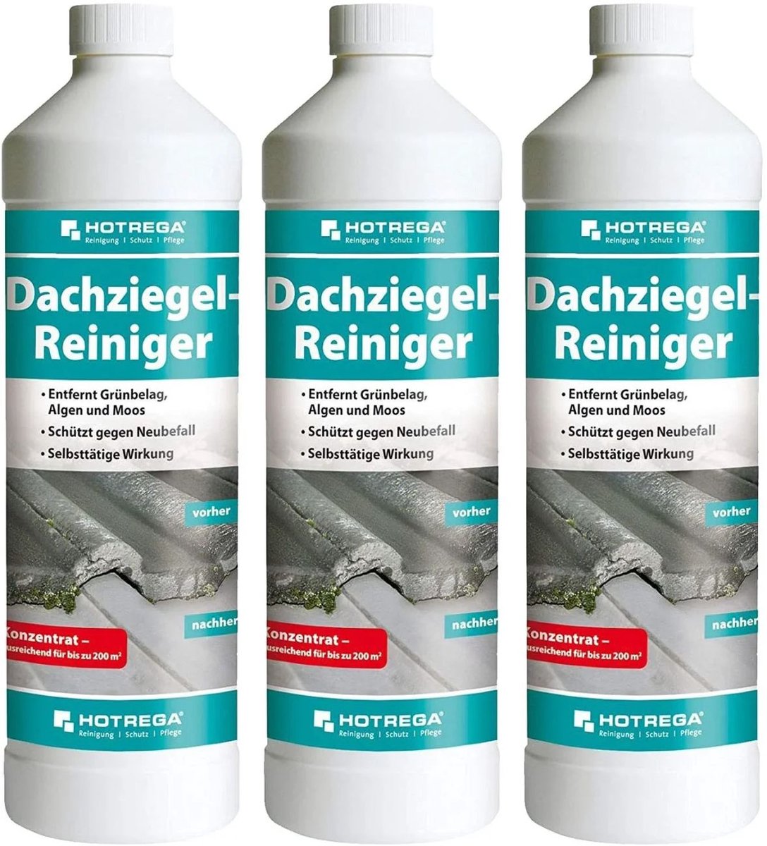 Dakpannen reiniger concentraat 3 x 1 Liter, dakpannen reinigen, dakreiniger concentraat