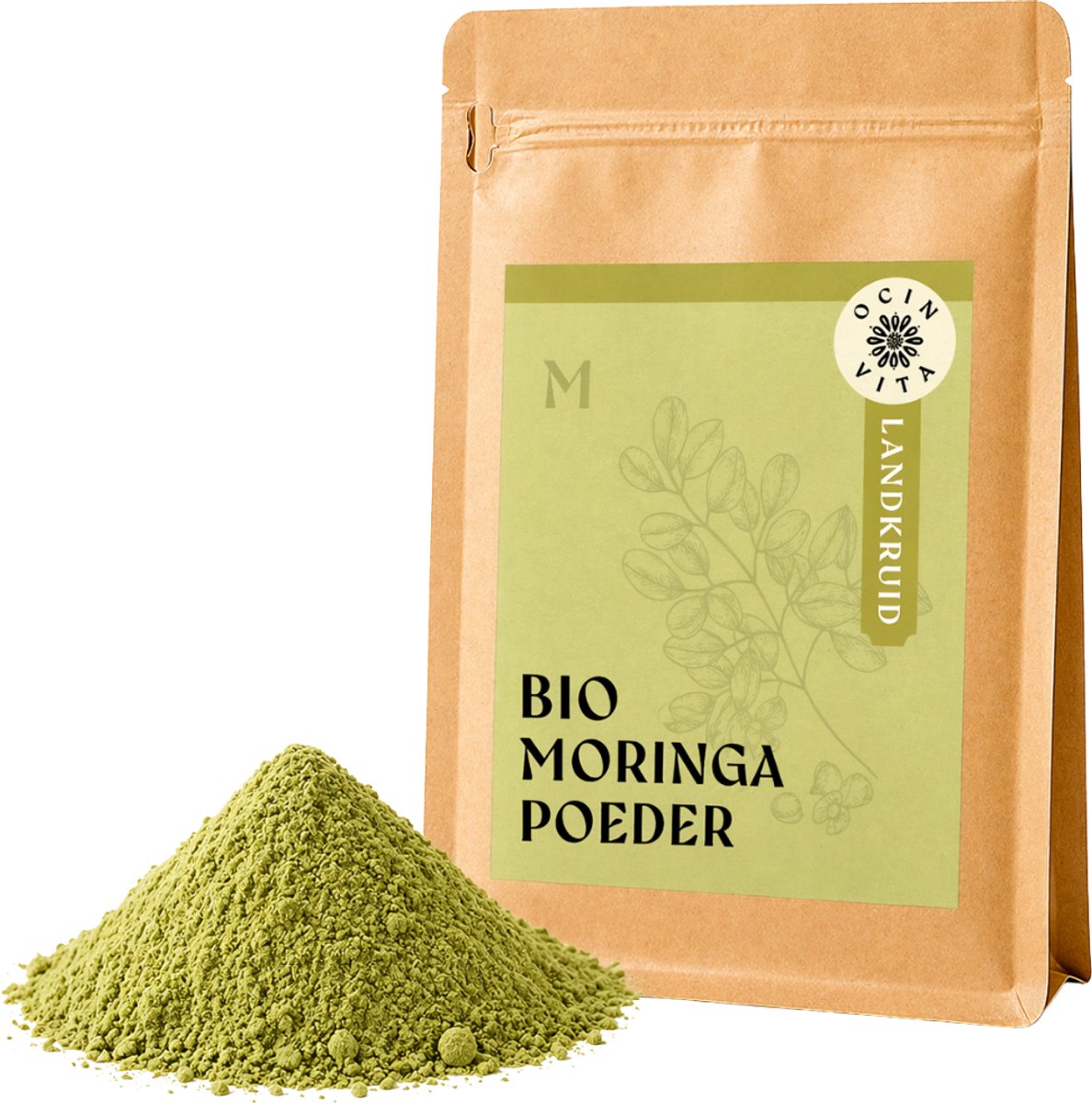 Moringa Poeder Biologisch 500g – 100% Puur Moringa Bladpoeder voor Smoothies, Yoghurt & Sapjes – Ocin Vita