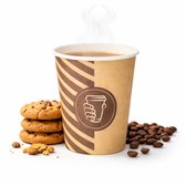 Kartonnen Koffiebeker 240 ml 8oz bruin_wit - 50 Stuks - wegwerp papieren bekers karton – drank bekers – drinkbekers- koffie beker – wegwerpbeker – Koffiekopjes – Koffiemokken - Warme en Koude Dranken - milieuvriendelijk