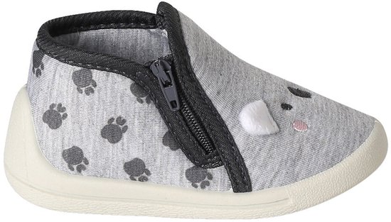 Canvas sloffen met rits voor baby's grijs, bedrukt