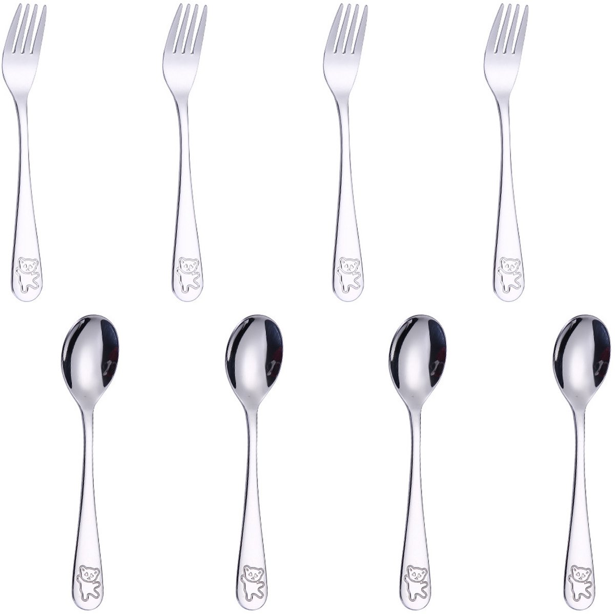 Cuhostki 8 Stuks - RVS Lepel En Vork Set - 4 Lepels 4 Vorken 304 Roestvrij Staal Eetgerei