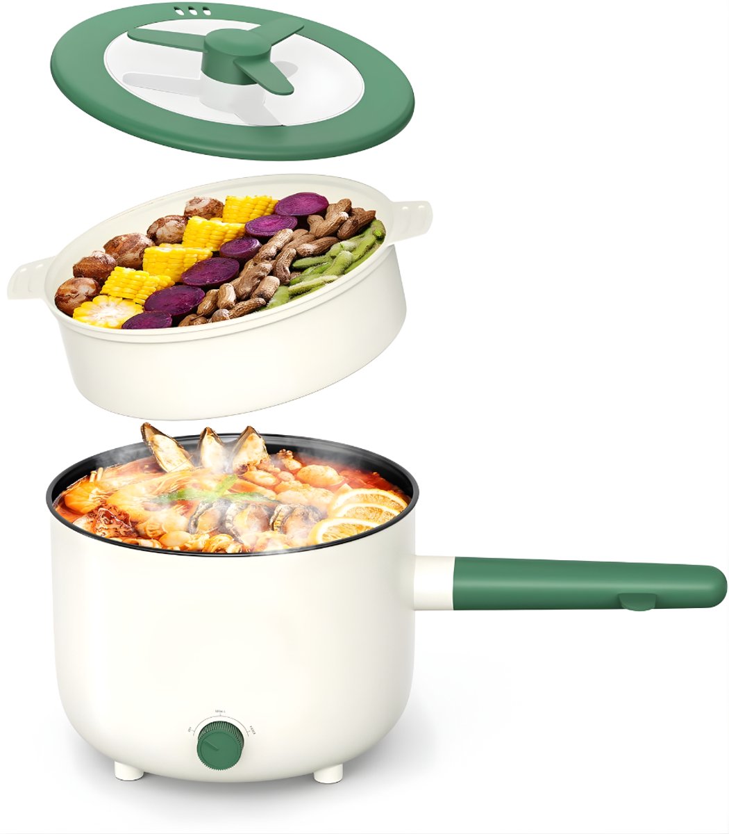 DYNA® Hotpot - Hot Potatoes Pantoffel Dames - Soepketel - Wit/Groen - 21cm x 18cm x 30cm