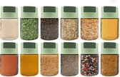 Kruidenpotjes Set 12 – Met Labels & Trechter – 100 ml – Glazen Potjes met Deksel – Compact & Overzichtelijk