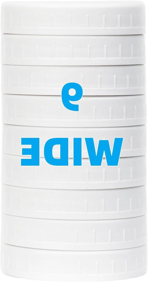 Mason Jar Deksel Set - Plastic Deksel Glas - Voedsel Bewaren - Lekvrij Ontwerp - 9 Stuks - Wit