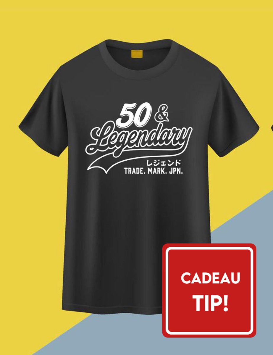 50 & Legendary T-shirt Zwart – Abraham 50 Jaar Verjaardag Cadeau – Japanse Birthday Streetwear | Akina Wear - Maat S