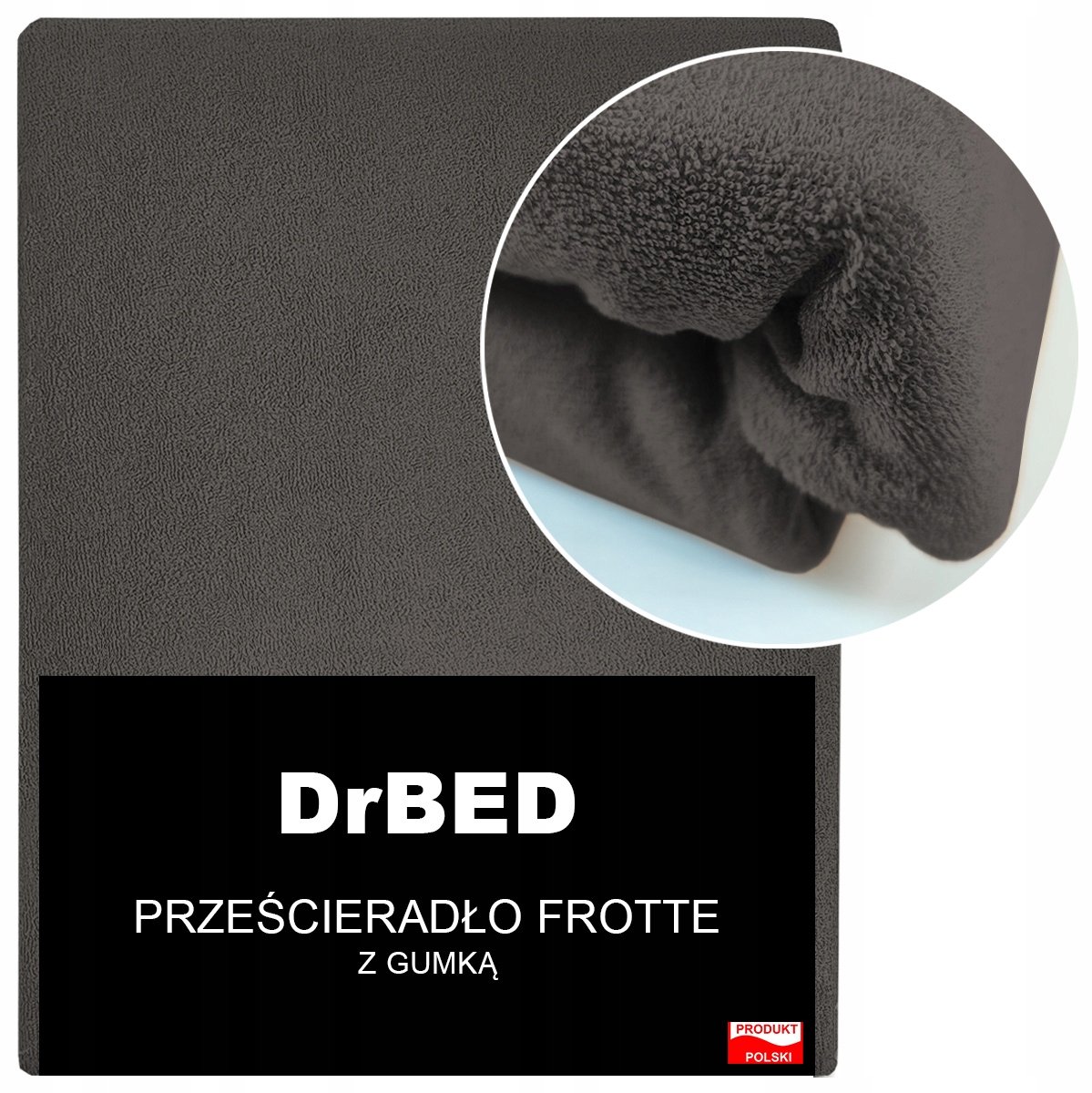 DrBED - Prześcieradło Frotte - 140x200 - Donkergrijs - Ademend