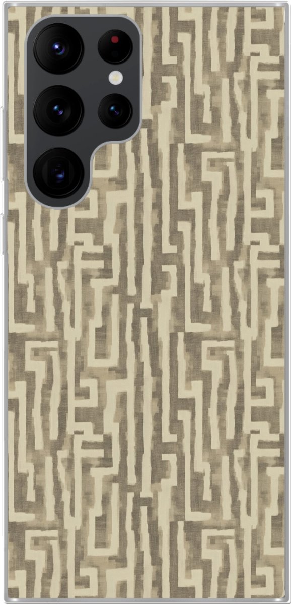 Telefoonhoesje Geschikt voor Samsung Galaxy S22 Ultra hoesje - Abstract - Geometrisch - Groen - Siliconen Telefoonhoesje Telefoonhoesje