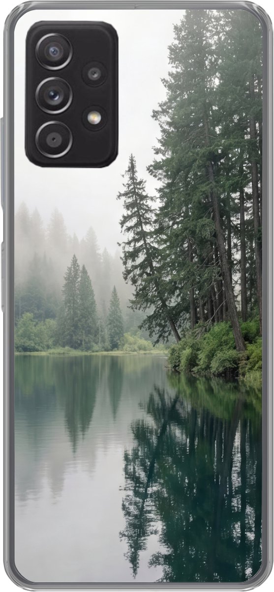 Telefoonhoesje Geschikt voor Samsung Galaxy A53 5G hoesje - Bergen - Meer - Bos - Siliconen Telefoonhoesje Telefoonhoesje