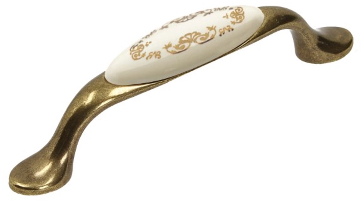 Gamet MLK-3 - Gouden Antieke Porseleinen Greep - 96mm - Klassiek Ontwerp - Retro Stijl