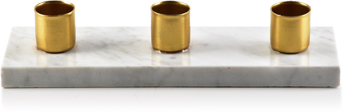 Mondex CEDRIC MARBLE - Kandelaar - 3 Kaarsen - Marmerlook